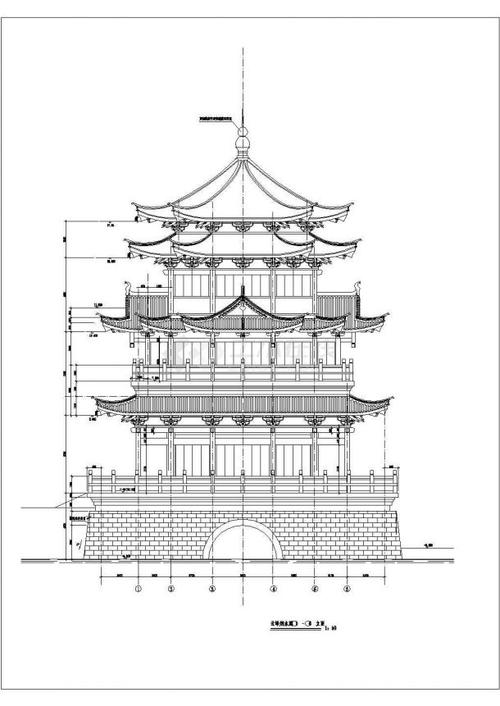 某地区文昌阁古建筑设计cad图纸