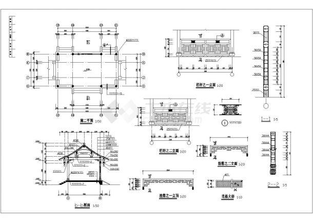 某地园林古建长廊及转角凉亭,木结构详细施工图_园林建筑_土木在线